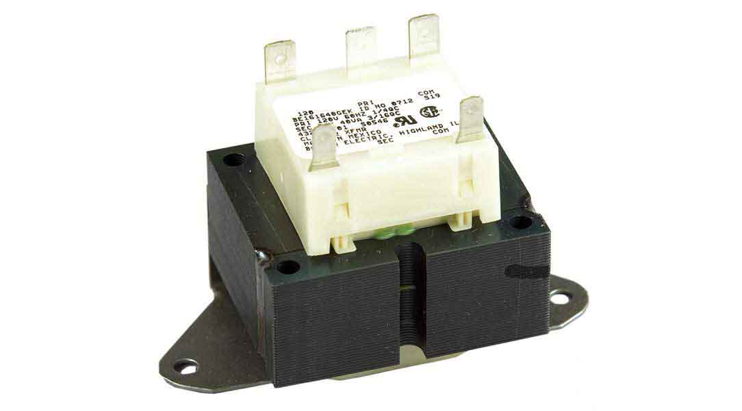 Energiebegrenzender Klasse-2-Transformator, angeschlossen mit Schnellkupplung, liegender Einbau
